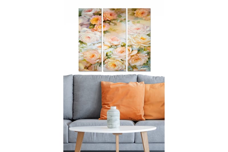 Canvastavla Floral 3-pack Flerfärgad - 20x50 cm - Canvastavla