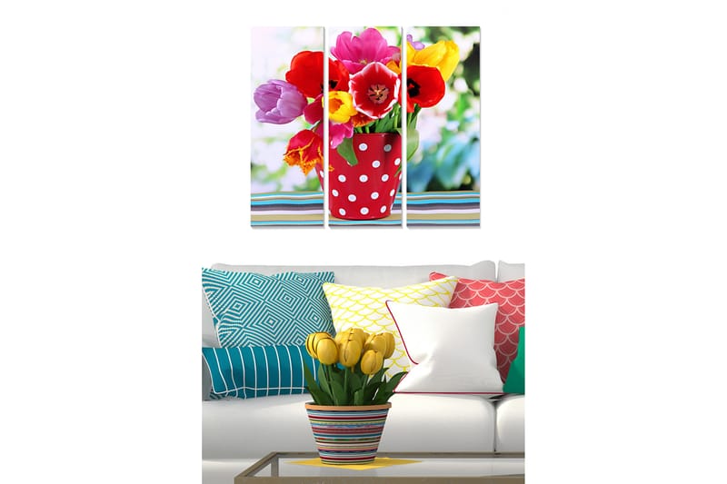 Canvastavla Floral 3-pack Flerfärgad - 20x50 cm - Inredning - Tavlor & posters - Canvastavla