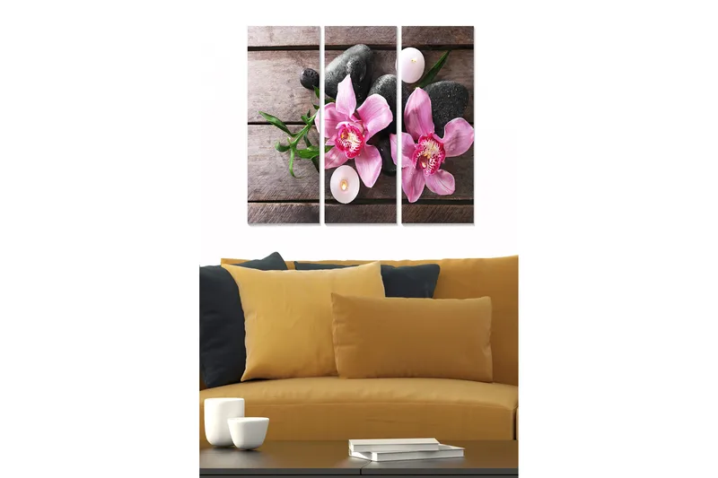 Canvastavla Floral 3-pack Flerfärgad, 20x50 cm