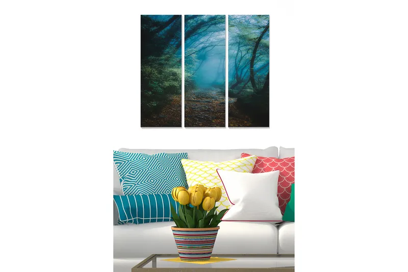 Canvastavla Floral 3-pack Flerfärgad, 20x50 cm