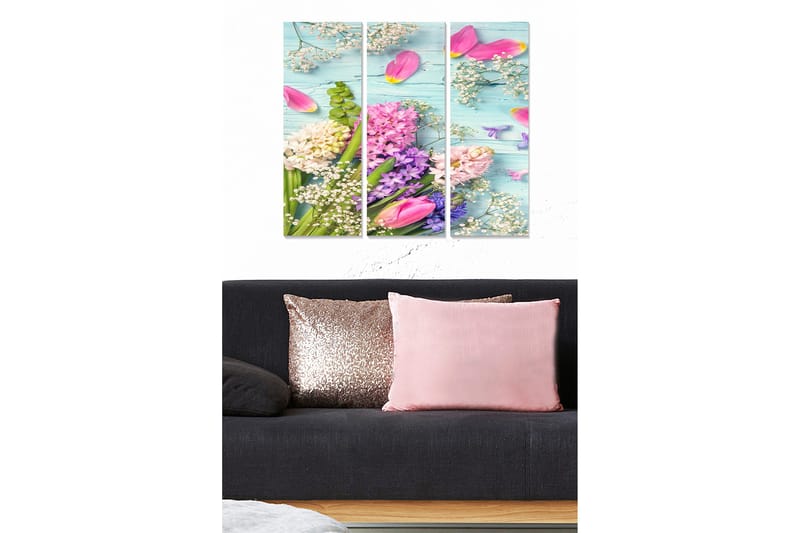 Canvastavla Floral 3-pack Flerfärgad, 20x50 cm