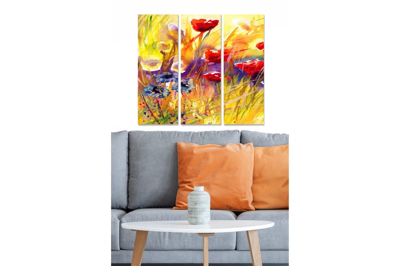 Canvastavla Floral 3-pack Flerfärgad, 20x50 cm