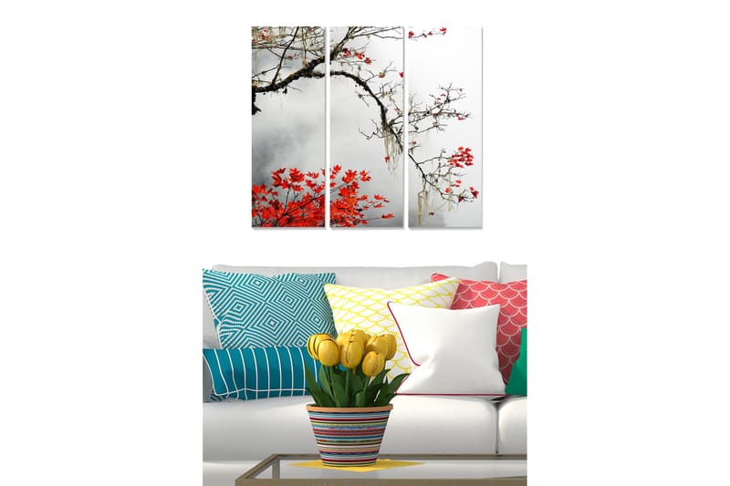 Canvastavla Floral 3-pack Flerfärgad, 20x50 cm