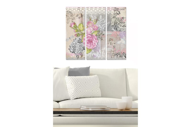 Canvastavla Floral 3-pack Flerfärgad, 20x50 cm