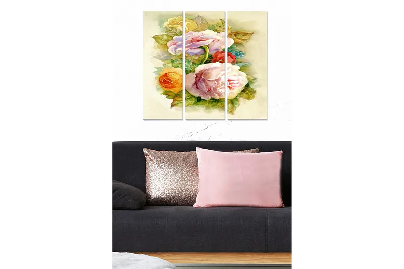 Canvastavla Floral 3-pack Flerfärgad, 20x50 cm