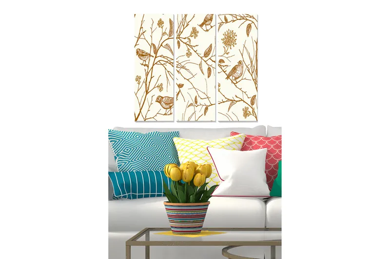 Canvastavla Floral 3-pack Flerfärgad, 20x50 cm