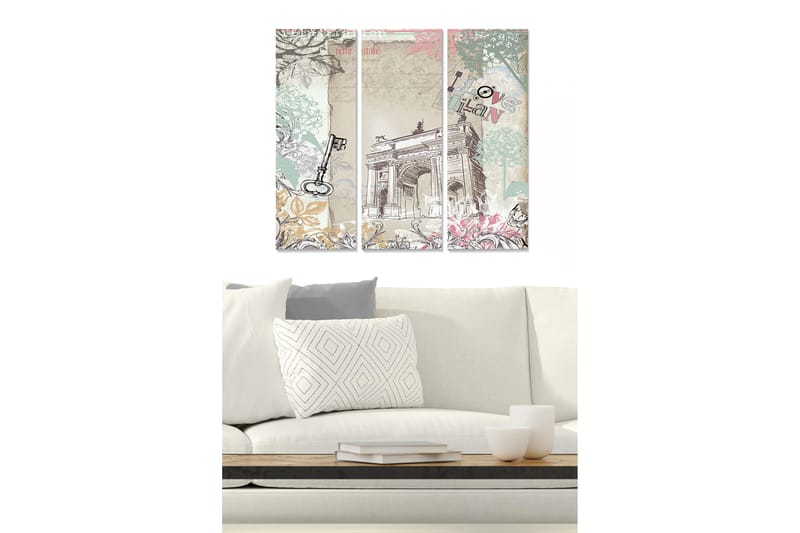 Canvastavla Floral 3-pack Flerfärgad, 20x50 cm