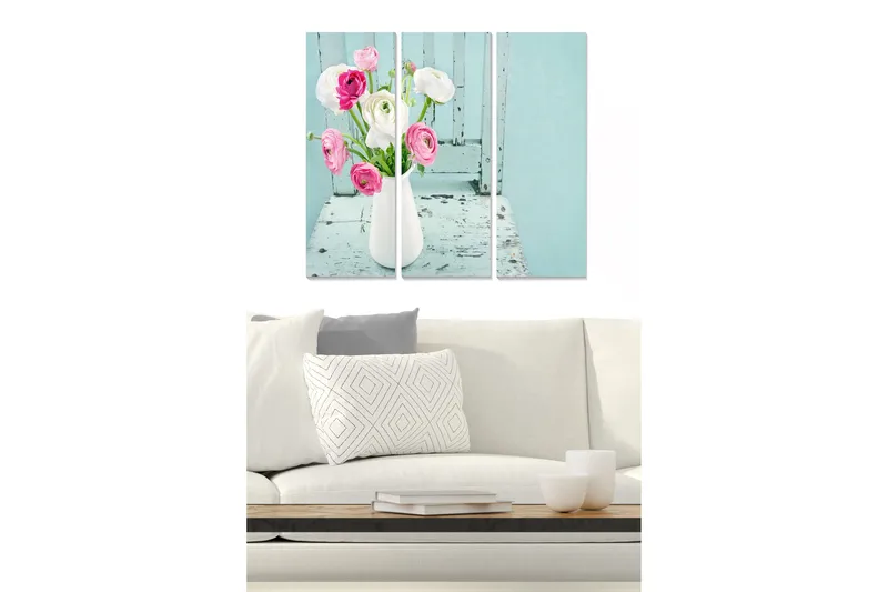 Canvastavla Floral 3-pack Flerfärgad, 20x50 cm