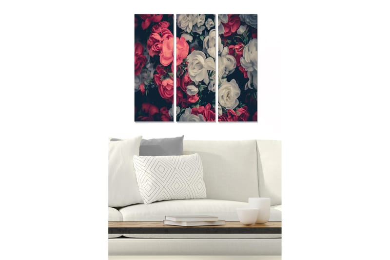 Canvastavla Floral 3-pack Flerfärgad, 20x50 cm