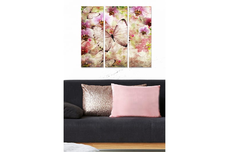 Canvastavla Floral 3-pack Flerfärgad, 20x50 cm