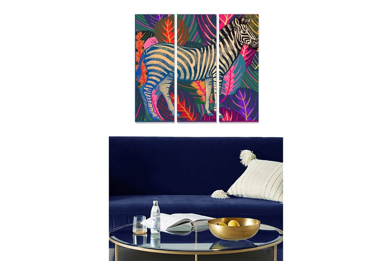 Canvastavla Floral 3-pack Flerfärgad, 20x50 cm