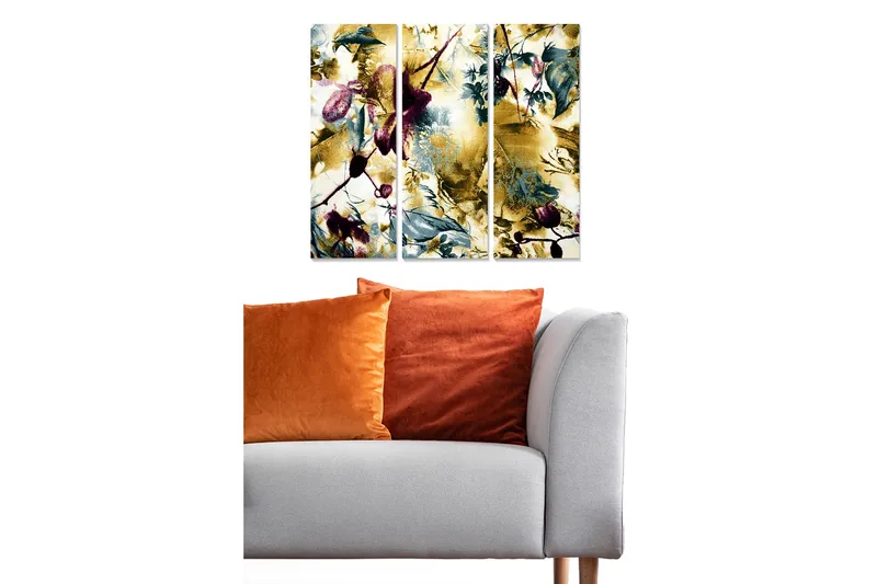 Canvastavla Floral 3-pack Flerfärgad, 20x50 cm