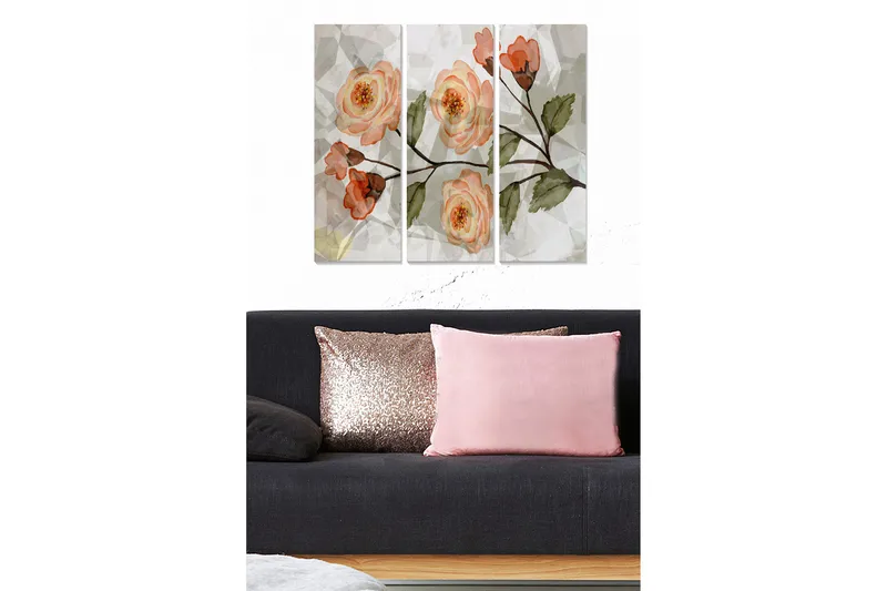 Canvastavla Floral 3-pack Flerfärgad, 20x50 cm