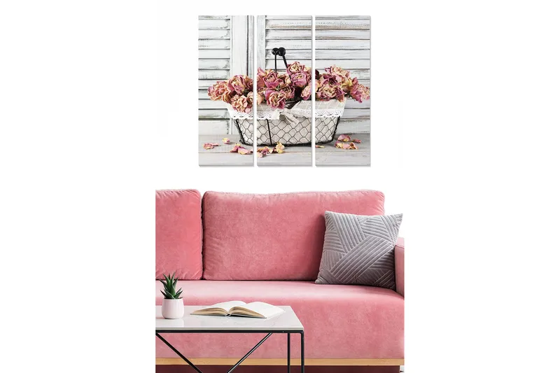 Canvastavla Floral 3-pack Flerfärgad, 20x50 cm