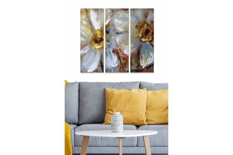 Canvastavla Floral 3-pack Flerfärgad, 20x50 cm