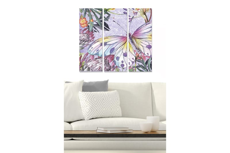 Canvastavla Floral 3-pack Flerfärgad, 20x50 cm