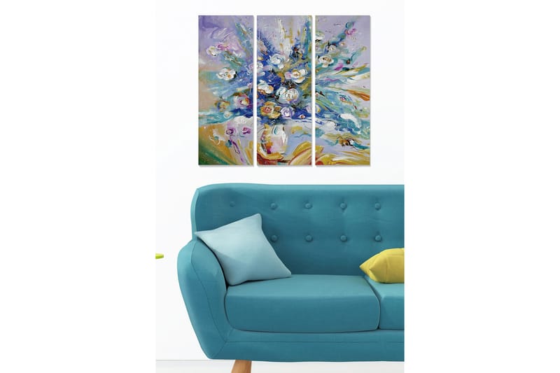 Canvastavla Floral 3-pack Flerfärgad, 20x50 cm