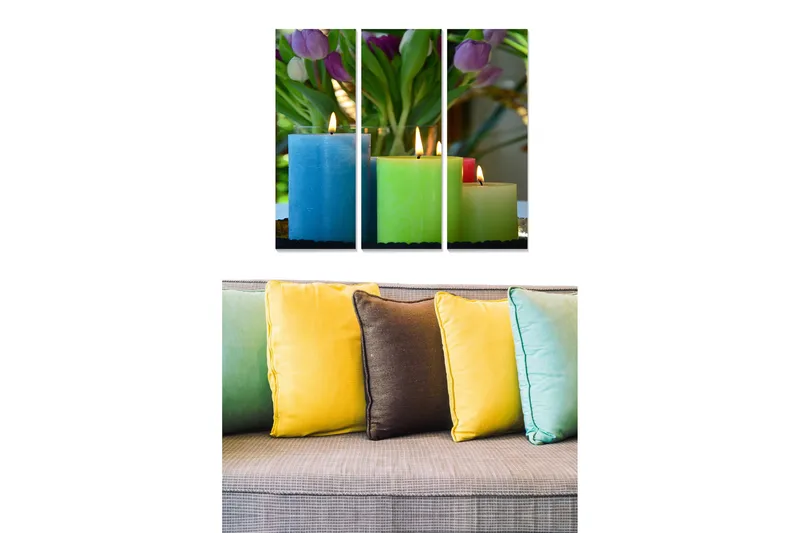 Canvastavla Floral 3-pack Flerfärgad, 20x50 cm