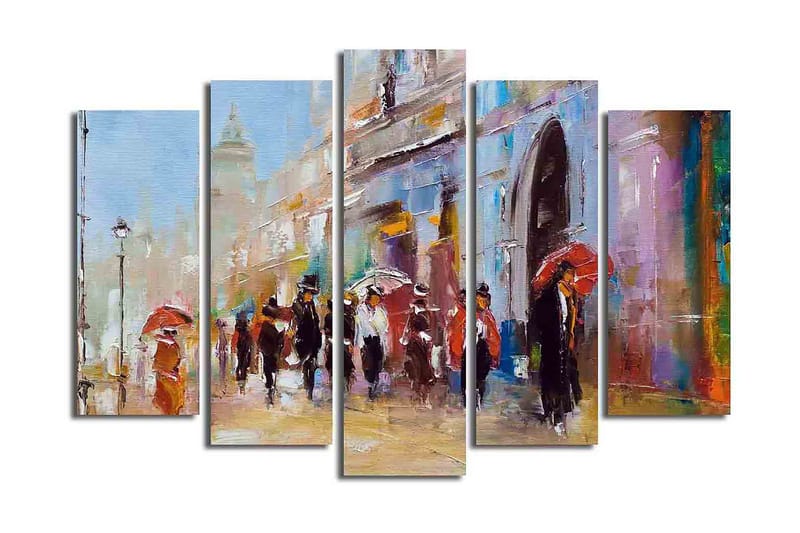 Canvastavla Floral 5-pack Flerfärgad, 19x60 cm