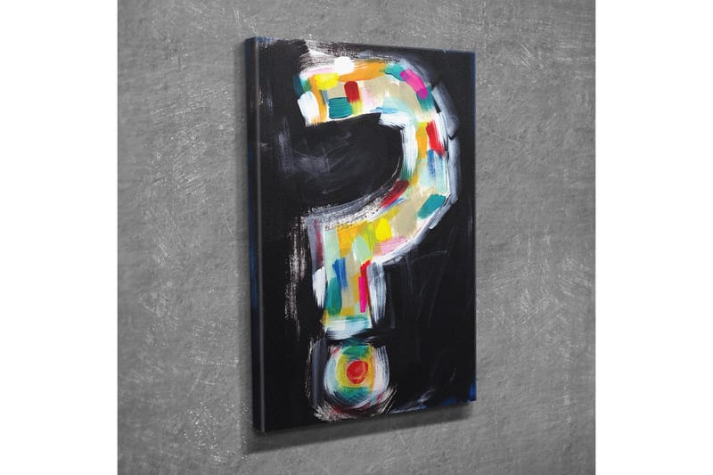 Canvastavla - Frågetecken i färgglad stil - Svart / Vit / Gul - Inredning - Tavlor & posters - Canvastavla