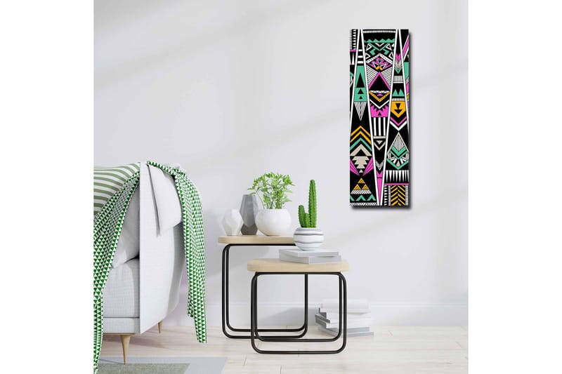 Canvastavla - Geometrisk komposition med färgglada mönster - Svart / Turkos / Rosa - Inredning - Tavlor & posters - Canvastavla