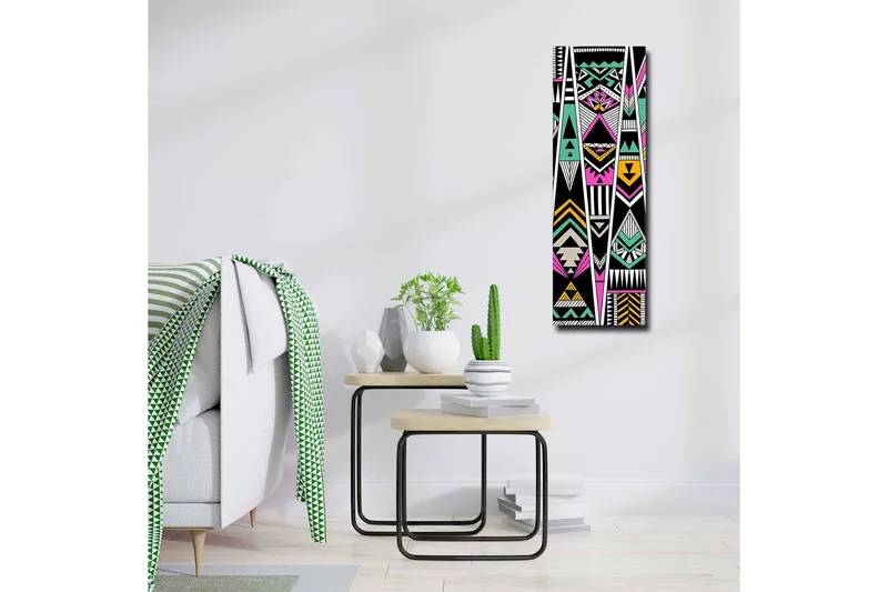 Canvastavla - Geometrisk komposition med färgglada mönster - Svart / Turkos / Rosa - Inredning - Tavlor & posters - Canvastavla