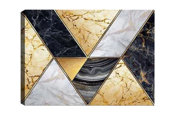 Canvastavla - Geometrisk komposition med marmorliknande trianglar i olika färger - Guld / Svart / Vit - Inredning - Tavlor & posters - Canvastavla