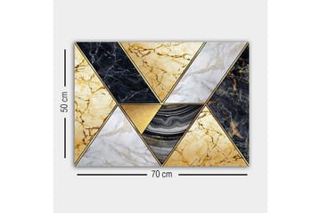 Canvastavla - Geometrisk komposition med marmorliknande trianglar i olika färger - Guld / Svart / Vit - Inredning - Tavlor & posters - Canvastavla