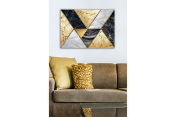 Canvastavla - Geometrisk komposition med marmorliknande trianglar i olika färger - Guld / Svart / Vit - Inredning - Tavlor & posters - Canvastavla