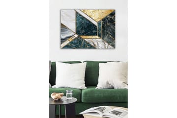 Canvastavla - Geometrisk komposition med marmorliknande ytor - Mörkgrön / Vit / Guld - Inredning - Tavlor & posters - Canvastavla