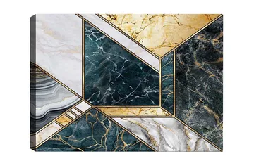 Canvastavla - Geometrisk komposition med marmorliknande ytor - Mörkgrön / Vit / Guld - Inredning - Tavlor & posters - Canvastavla