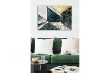 Canvastavla - Geometrisk komposition med marmorliknande ytor - Mörkgrön / Vit / Guld - Inredning - Tavlor & posters - Canvastavla