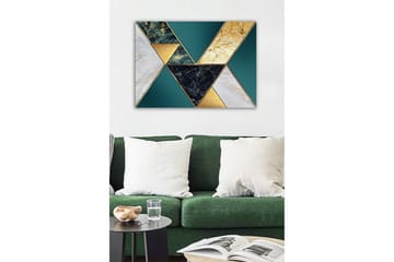 Canvastavla - Geometrisk komposition med trianglar i olika material och färger - Mörkgrön / Guld / Svart - Inredning - Tavlor & posters - Canvastavla