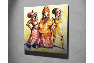 Canvastavla - Glada kvinnor i färgglada kläder som dansar - Gul / Orange / Rosa - Inredning - Tavlor & posters - Canvastavla