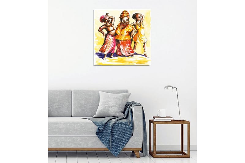 Canvastavla - Glada kvinnor i färgglada kläder som dansar - Gul / Orange / Rosa - Inredning - Tavlor & posters - Canvastavla
