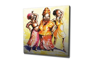 Canvastavla - Glada kvinnor i färgglada kläder som dansar - Gul / Orange / Rosa - Inredning - Tavlor & posters - Canvastavla