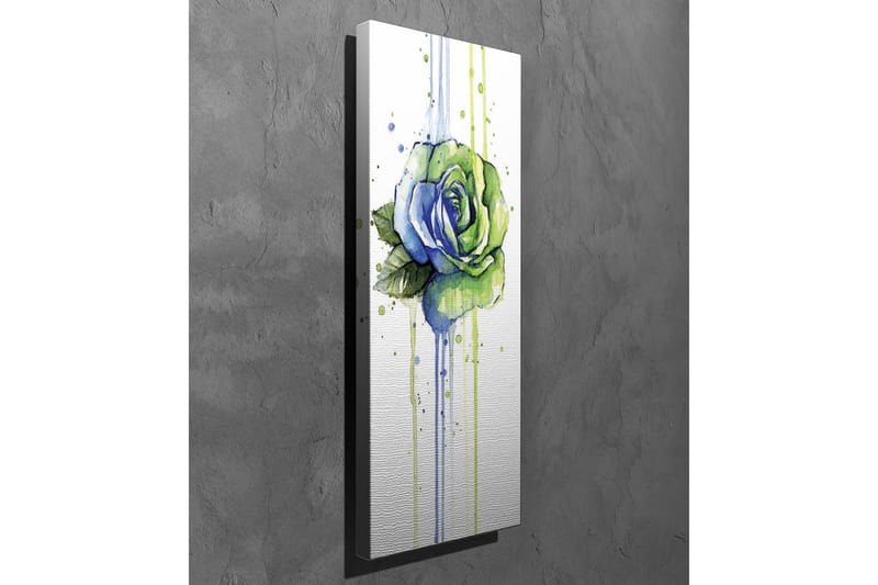 Canvastavla - Grön och blå ros med droppande akvarelleffekter - Grön / Blå - Inredning - Tavlor & posters - Canvastavla
