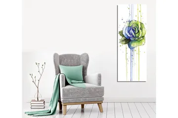 Canvastavla - Grön och blå ros med droppande akvarelleffekter - Grön / Blå - Inredning - Tavlor & posters - Canvastavla