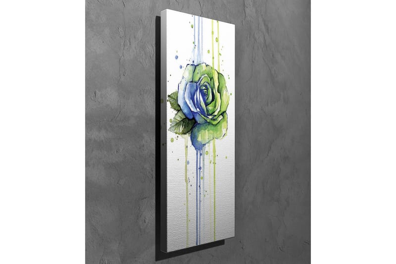 Canvastavla - Grön och blå ros med droppande akvarelleffekter - Grön / Blå - Inredning - Tavlor & posters - Canvastavla