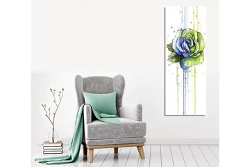 Canvastavla - Grön och blå ros med droppande akvarelleffekter - Grön / Blå - Inredning - Tavlor & posters - Canvastavla