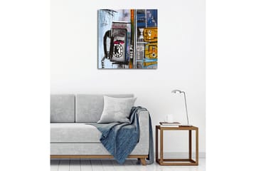 Canvastavla - Grafisk komposition med telefon och abstrakta figurer - Blå / Svart / Gul - Inredning - Tavlor & posters - Canvastavla