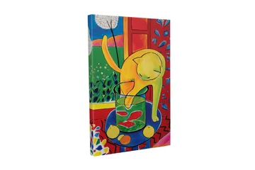 Canvastavla - Gul katt som leker med en glasburk med fiskar - Gul / Grön / Röd - Inredning - Tavlor & posters - Canvastavla