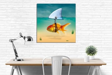 Canvastavla - Guldfisk med simfena som simmar i klart vatten - Turkos / Orange / Beige - Inredning - Tavlor & posters - Canvastavla