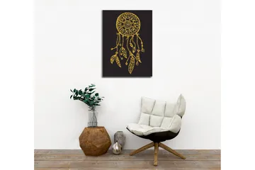 Canvastavla - Gyllene drömfångare med detaljerade mönster och hängen - Guld / Svart - Inredning - Tavlor & posters - Canvastavla