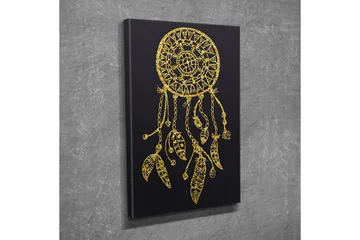 Canvastavla - Gyllene drömfångare med detaljerade mönster och hängen - Guld / Svart - Inredning - Tavlor & posters - Canvastavla