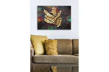 Canvastavla - Gyllene kvistar av lövverk mot en färgglad bakgrund - Guld / Mörkblå / Grön - Inredning - Tavlor & posters - Canvastavla