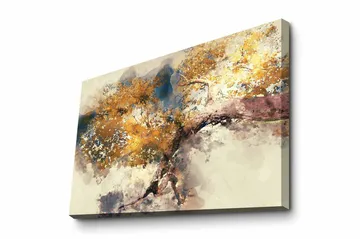 Canvastavla - Gyllene trädgrenar mot en mjuk bakgrund - Guld / Brun / Blå - Inredning - Tavlor & posters - Canvastavla