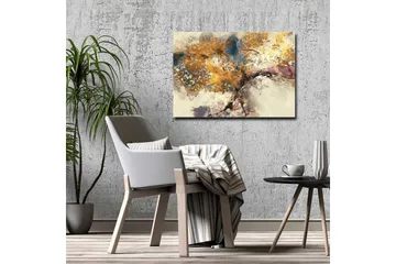 Canvastavla - Gyllene trädgrenar mot en mjuk bakgrund - Guld / Brun / Blå - Inredning - Tavlor & posters - Canvastavla