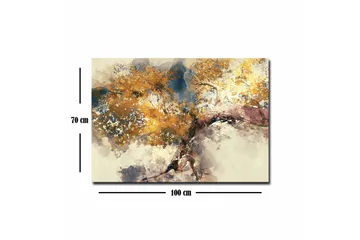 Canvastavla - Gyllene trädgrenar mot en mjuk bakgrund - Guld / Brun / Blå - Inredning - Tavlor & posters - Canvastavla