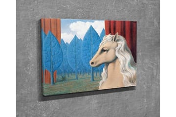 Canvastavla - Hästhuvud med vit man i en drömlik skogsmiljö - Blå / Röd / Beige - Inredning - Tavlor & posters - Canvastavla